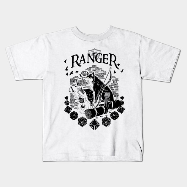 RPG Class Series: Ranger - Black Version Kids T-Shirt by Milmino